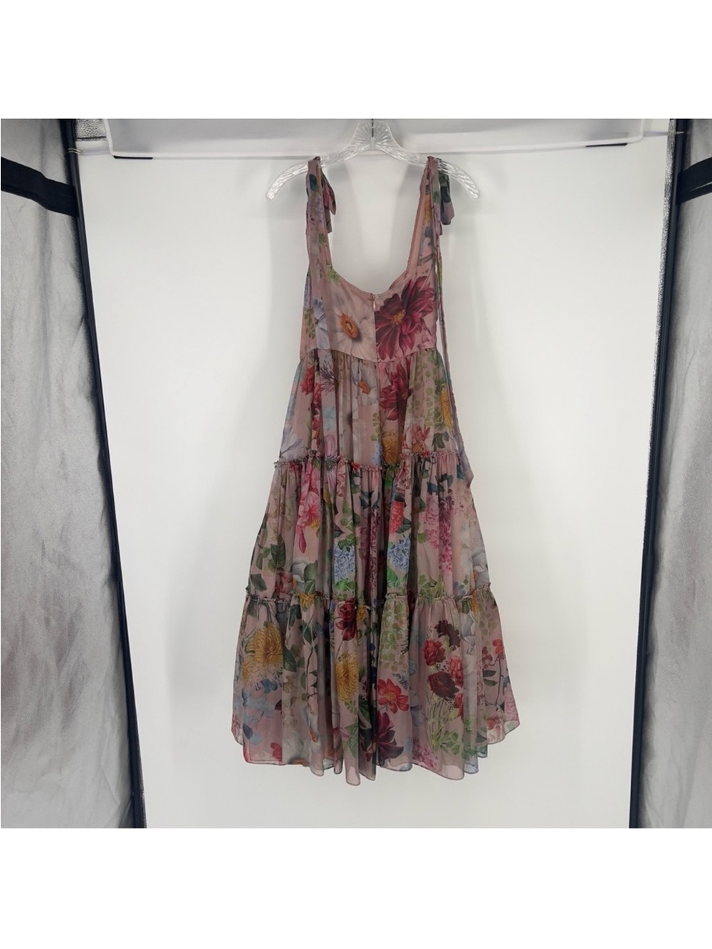 Geisha Designs Isabella Floral Tiered Tie-Shoulder Strap Midi Dress Gown 8 - Picture 8 of 10